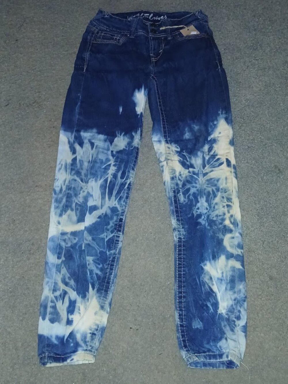 Hand bleached Wall flower jeans